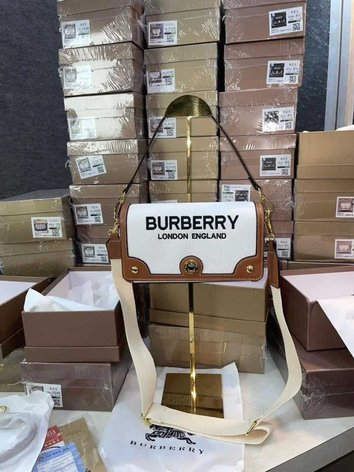 Velmora Vintage Logo Handbag – Heritage Luxe White Edition ( Burberry )