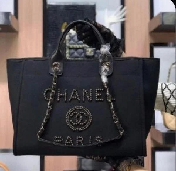 Velmora Pearl Tote Bag – Noir Luxe Edition ( Chanel )