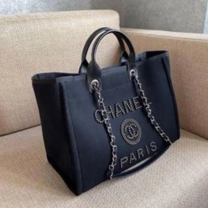 Velmora Pearl Tote Bag – Noir Luxe Edition ( Chanel )