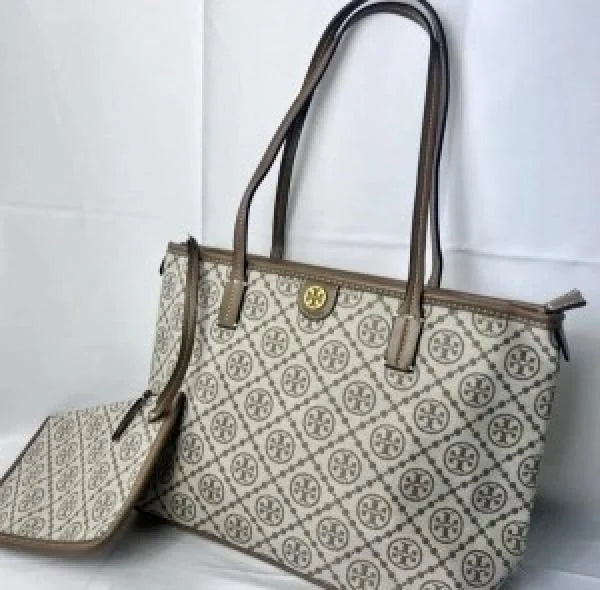 Velmora Monogram Tote Bag – Signature Luxe Edition with Pouch ( Tory Burch )
