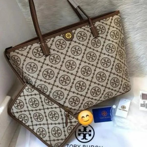 Velmora Monogram Tote Bag – Signature Luxe Edition with Pouch ( Tory Burch )